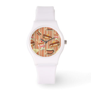 Vintage Karte mit einem Erdbeernachtisch Armbanduhr