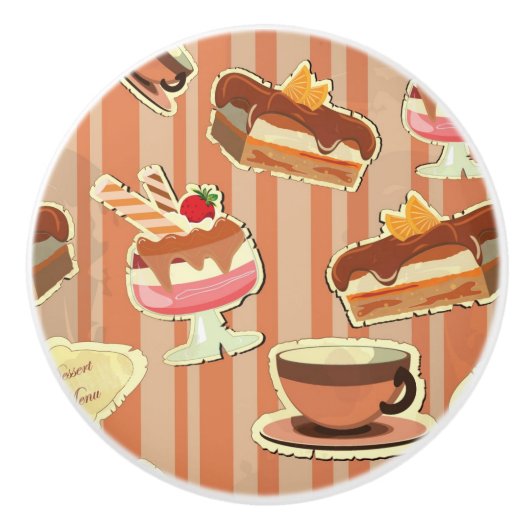 Vintage Karte mit einem Erdbeernachtisch Keramikknauf (Vorderseite)