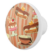 Vintage Karte mit einem Erdbeernachtisch Keramikknauf (Rechts)