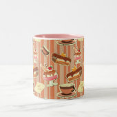 Vintage Karte mit einem Erdbeernachtisch Zweifarbige Tasse (Mittel)