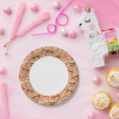 Vintage Karte mit Erdbeerdessert Pappteller (Party)