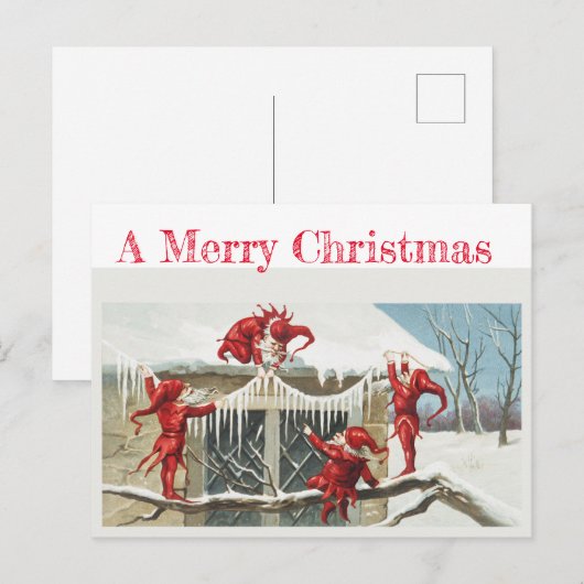 Vintage Karte mit Gnomen (Vorne/Hinten)