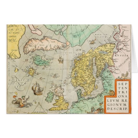 Vintage Karte mit Segelschiffen, (Vorderseite (Horizontal))
