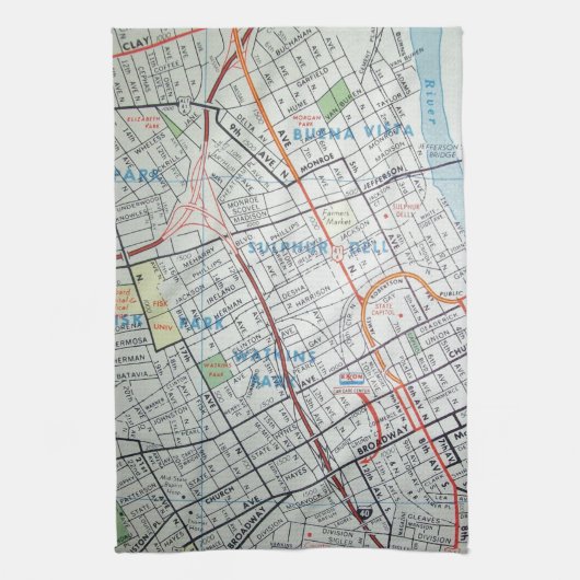 Vintage Karte NASHVILLES Handtuch (Vertikal)