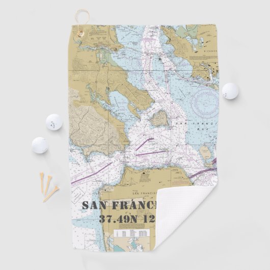 Vintage Karte Nautical San Francisco CA Golfhandtuch (Insitu)
