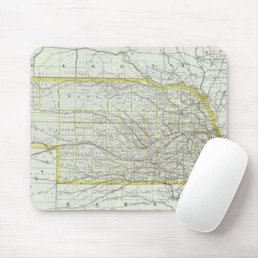 Vintage Karte Nebraska (1889) Mousepad (Mit Mouse)