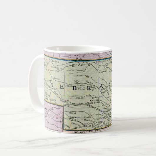 Vintage Karte Nebraska Kaffeetasse (Vorderseite Links)