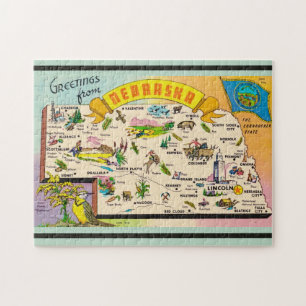 Vintage Karte Nebraska Puzzle