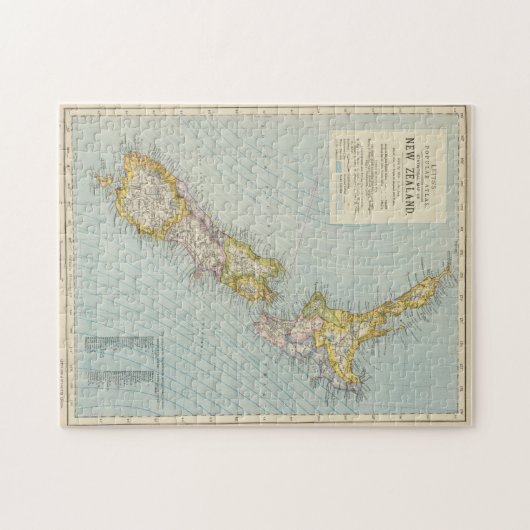 Vintage Karte Neuseelands (1883) Puzzle (Horizontal)