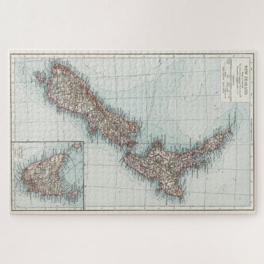 Vintage Karte Neuseelands (1900) Puzzle (Horizontal)