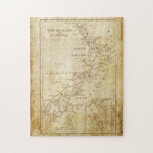 Vintage Karte Neuseelands c1879 Puzzle (Vertikal)