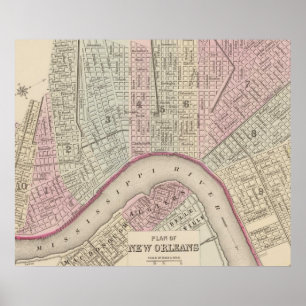 Vintage Karte New Orleans (1880) Poster