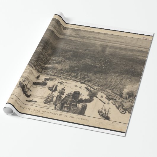 Vintage Karte New Orleans (1884) Geschenkpapier (Ungerollt)