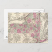 Vintage Karte New Yorks (1864) (Vorne/Hinten)