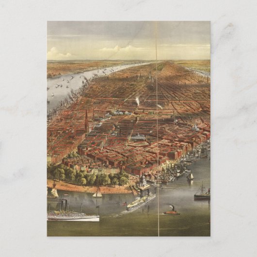 Vintage Karte New Yorks (1870) (Vorderseite)