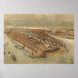 Vintage Karte New Yorks (1874) Poster