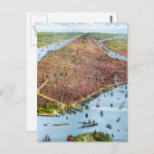 Vintage Karte New Yorks (1879) (Vorne/Hinten)