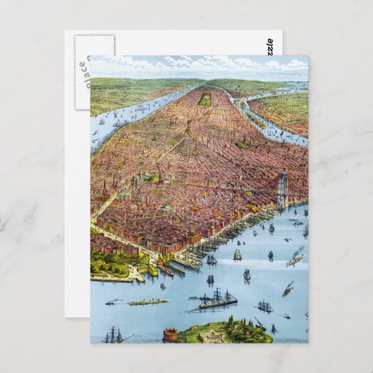 Vintage Karte New Yorks (1879) (Vorne/Hinten)