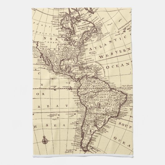 Vintage Karte Nord- und Südamerikas Geschirrtuch (Vertikal)