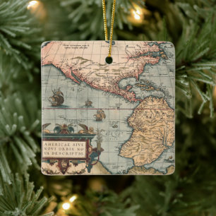 Vintage Karte Nordamerikas Keramikornament