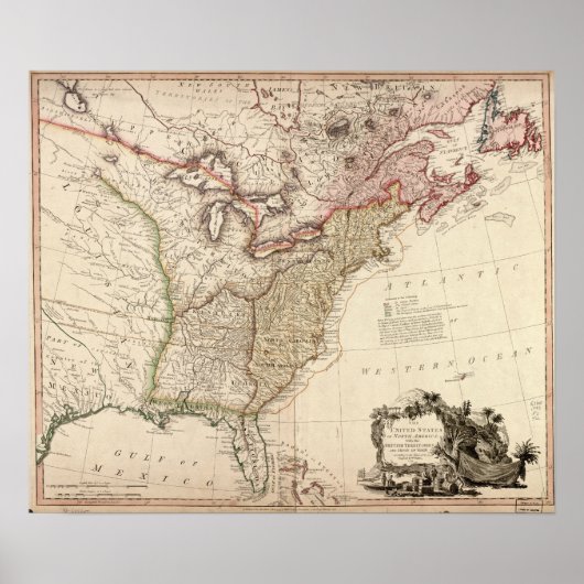 Vintage Karte Nordamerikas Poster (Vorne)