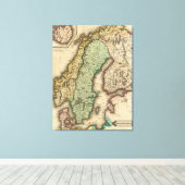 Vintage Karte Norwegens und Schwedens (1831) Leinwanddruck (Insitu (Holzboden))