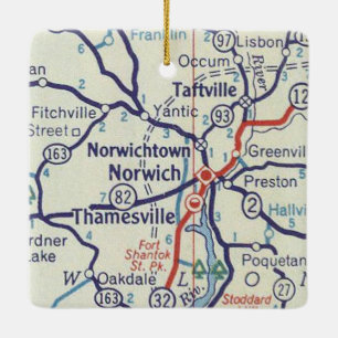 Vintage Karte Norwich CT Keramikornament