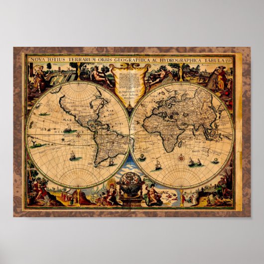 Vintage Karte Nova totius terrarum 1625 Poster (Vorne)