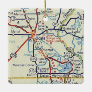 Vintage Karte Ocala FL Keramikornament