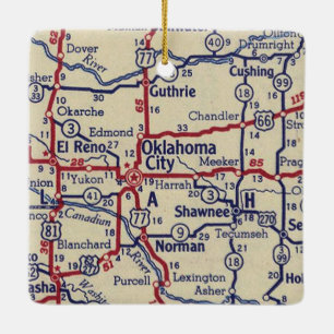 Vintage Karte Oklahoma City Keramikornament