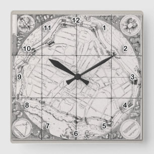 Vintage Karte Österreich Wien August Hirschvogel Quadratische Wanduhr