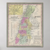 Vintage Karte Palästinas (1853) Poster (Vorne)