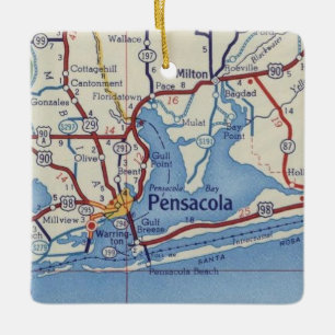 Vintage Karte Pensacola Weihnachtsschmuck