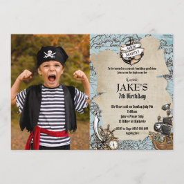 Vintage Karte Pirate Birthday Party Ahoy Matey