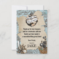 Vintage Karte Pirate Treasure Geburtstagsparty Boy
