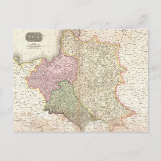 Vintage Karte Polens (1818) (Vorderseite)