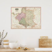 Vintage Karte Polens (1818) Poster (Küche)
