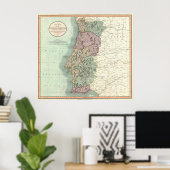 Vintage Karte Portugals (1801) Poster (Heimbüro)