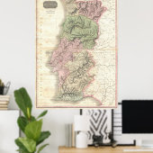 Vintage Karte Portugals (1818) Poster (Heimbüro)