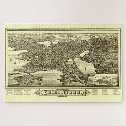 Vintage Karte Salem MA (1883) Puzzle (Horizontal)