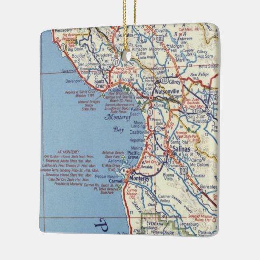 Vintage Karte Salinas CA Keramikornament (Links)