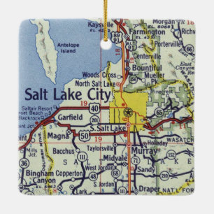 Vintage Karte Salt Lake City Keramikornament