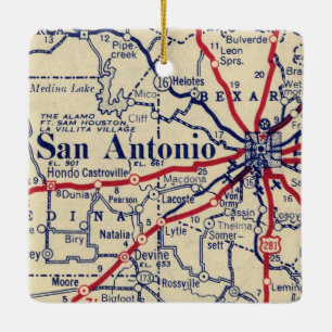 Vintage Karte San Antonio TX Keramikornament