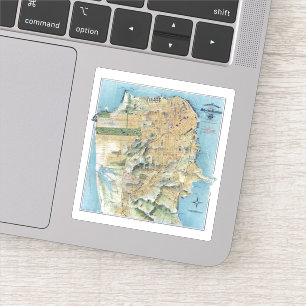 Vintage Karte San Francisco Aufkleber