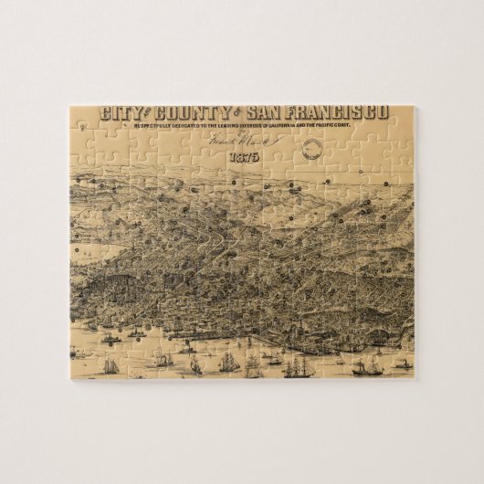 Vintage Karte San Franciscos (1875) Puzzle (Horizontal)