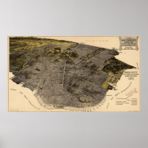 Vintage Karte San Franciscos (1915) Poster
