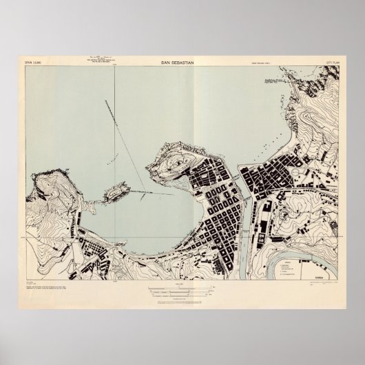 Vintage Karte San Sebastian Spanien (1943) Poster (Vorne)