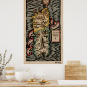 Vintage Karte Sardiniens Italien (16. Jahrhundert) Poster (Küche)
