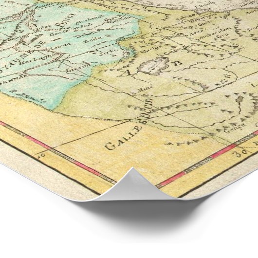 Vintage Karte Saudi-Arabiens (1780) Poster (Ecke)