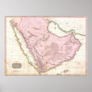Vintage Karte Saudi-Arabiens (1818) Poster